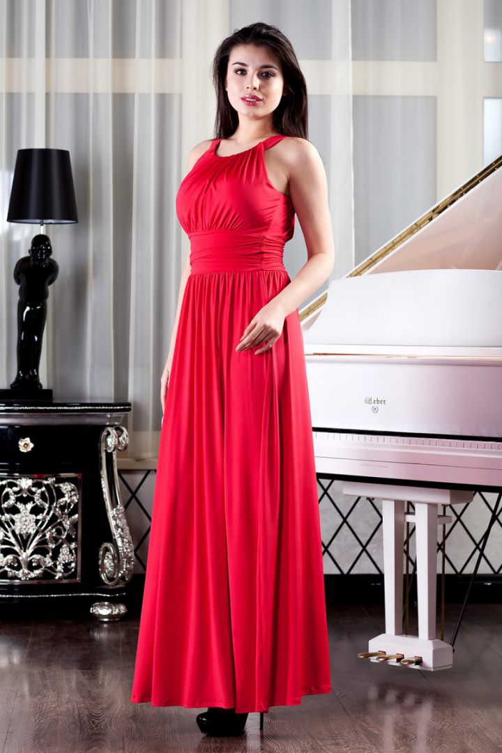 Фото товара 7960, красное длинное вечернее платье