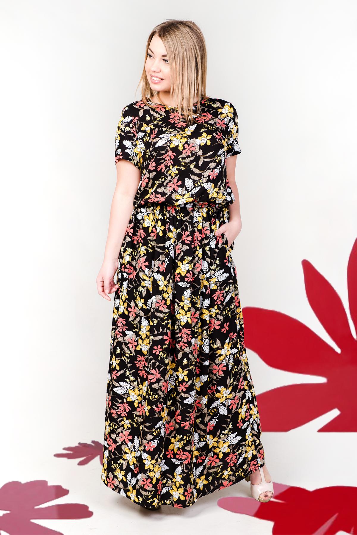 Фото товара 15976, платье из штапеля с цветочным принтом